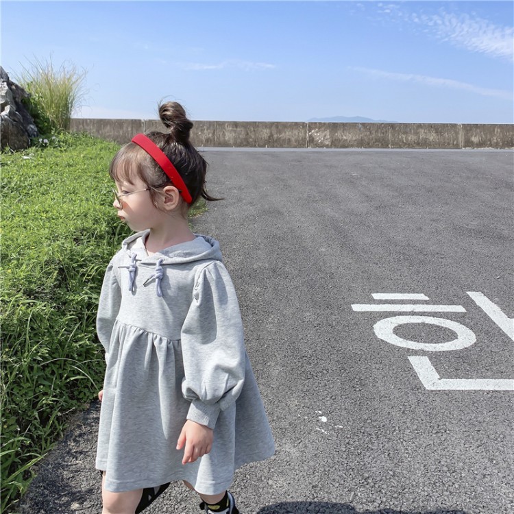 2021 Autumn New Korean Style Girls&#039; Loose Mid-Length Online Influencer Fashion Sweater Dress Baby Girls&#039; Fashion Dress