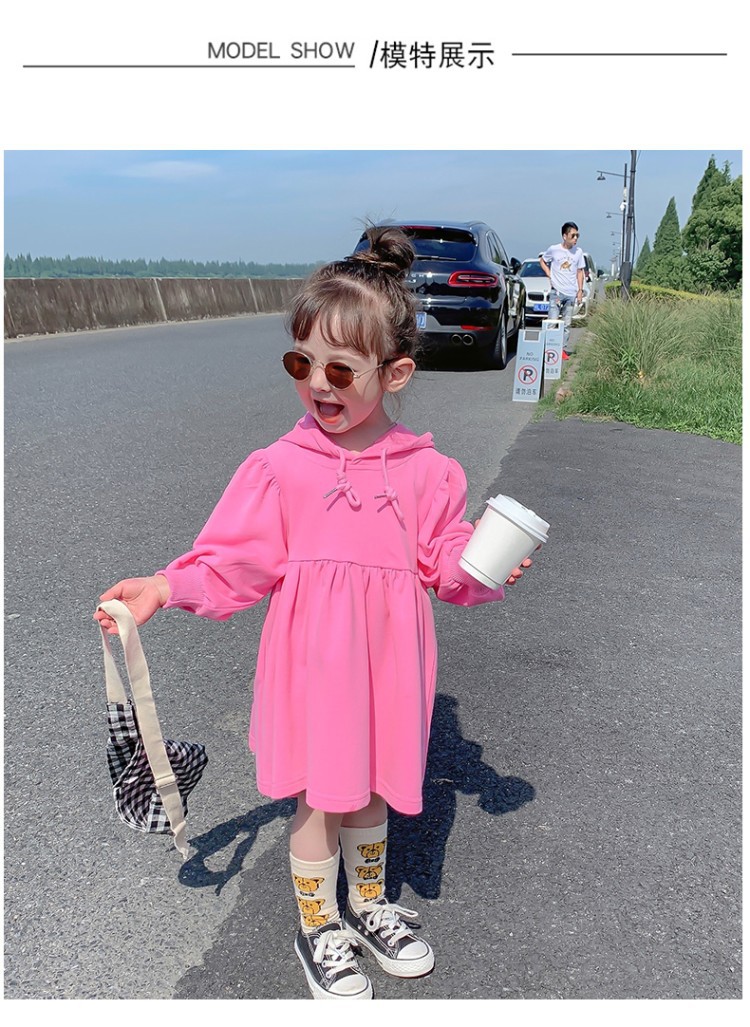 2021 Autumn New Korean Style Girls' Loose Mid-Length Online Influencer Fashion Sweater Dress Baby Girls' Fashion Dress 2021 Autumn New Korean Style Girls' Loose Mid-Length Online Influencer Fashion Sweater Dress Baby Girls' Fashion Dress