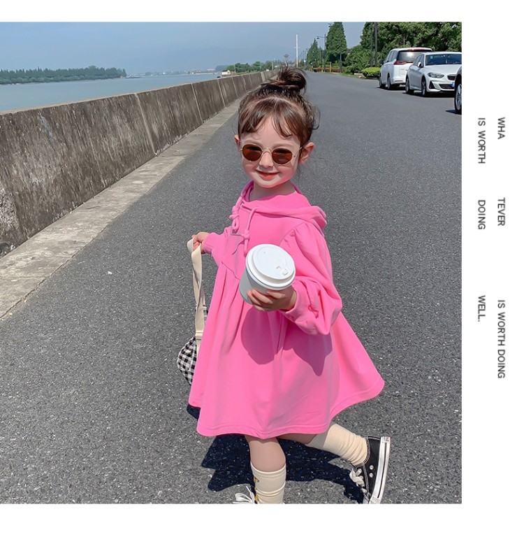 2021 Autumn New Korean Style Girls' Loose Mid-Length Online Influencer Fashion Sweater Dress Baby Girls' Fashion Dress 2021 Autumn New Korean Style Girls' Loose Mid-Length Online Influencer Fashion Sweater Dress Baby Girls' Fashion Dress