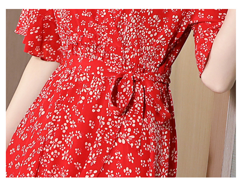 Heavy Silk Dress 2021 Summer New Mulberry Silk Red Small Floral Slim Fit Slimming A- line Skirt Midi Dress Heavy Silk Dress 2021 Summer New Mulberry Silk Red Small Floral Slim Fit Slimming A- line Skirt Midi Dress