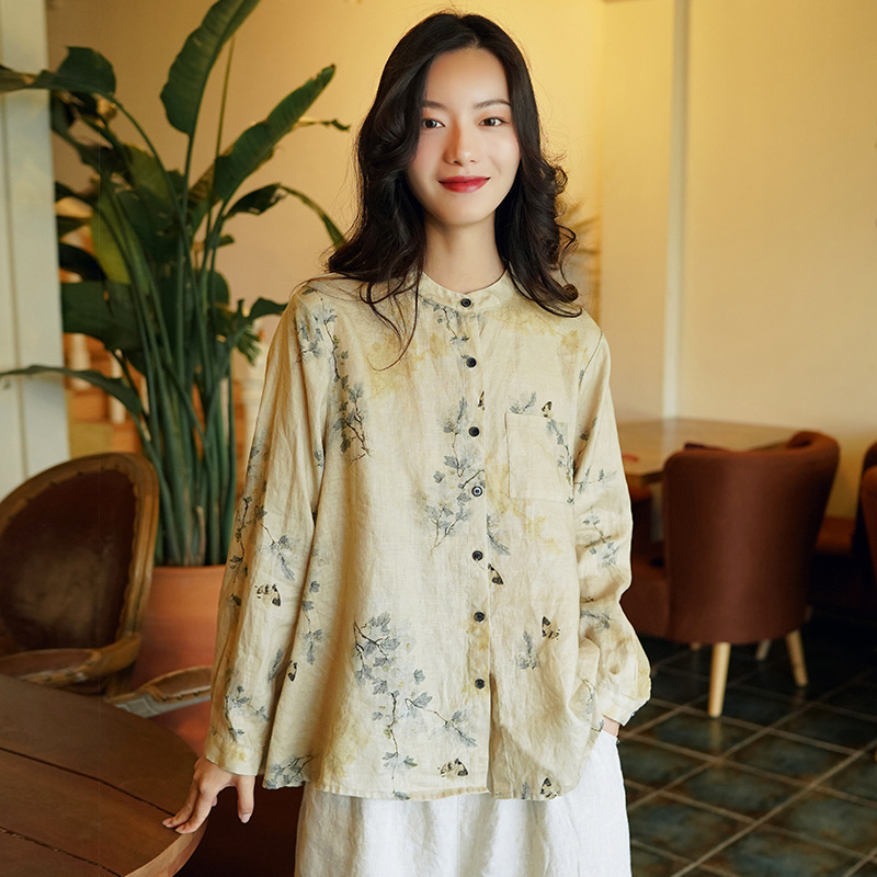 Retro Women's Clothing 2021 New Long Sleeve Floral Dress Autumn and Winter Tight Waist Small Temperament A- line Dress Wholesale