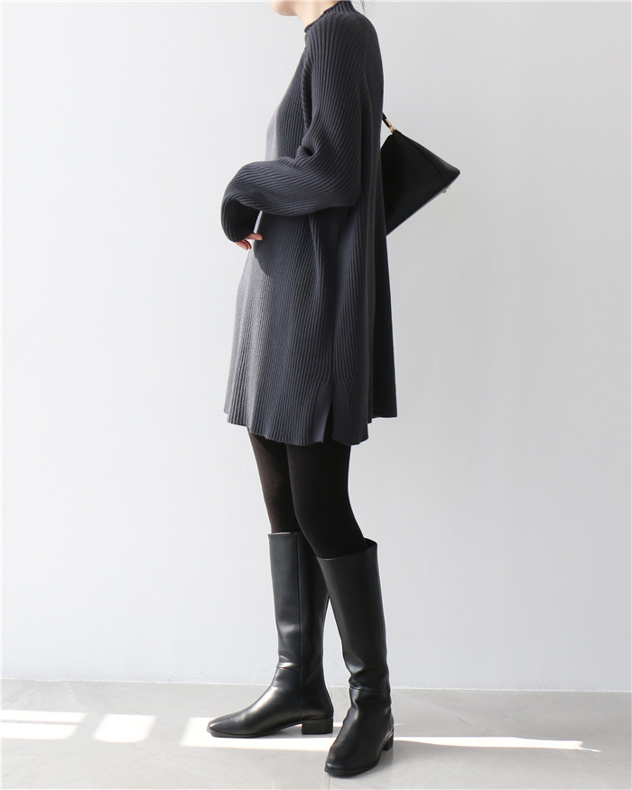 2021 Thick Autumn and Winter Sweater Dress Loose Knitted Dress Short Skirt Thickened Half-High Collar Base Skirt 7289 2021 Thick Autumn and Winter Sweater Dress Loose Knitted Dress Short Skirt Thickened Half-High Collar Base Skirt 7289