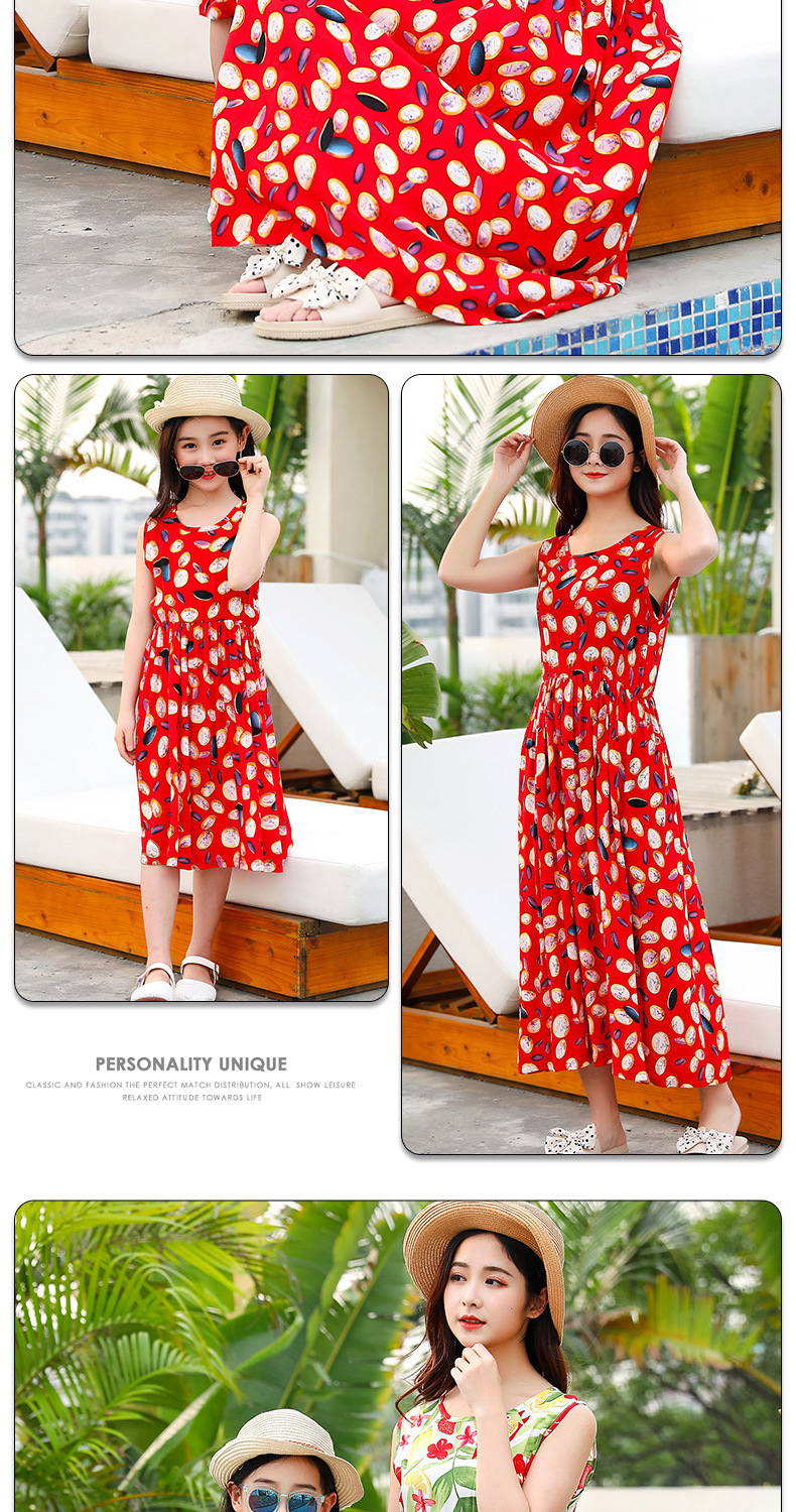 2021 New Parent-Child Summer Mother-Daughter Matching Outfit Beach Dress Children's Cotton Silk Gauze Dress Girls' Mid-Length Dress 2021 New Parent-Child Summer Mother-Daughter Matching Outfit Beach Dress Children's Cotton Silk Gauze Dress Girls' Mid-Length Dress
