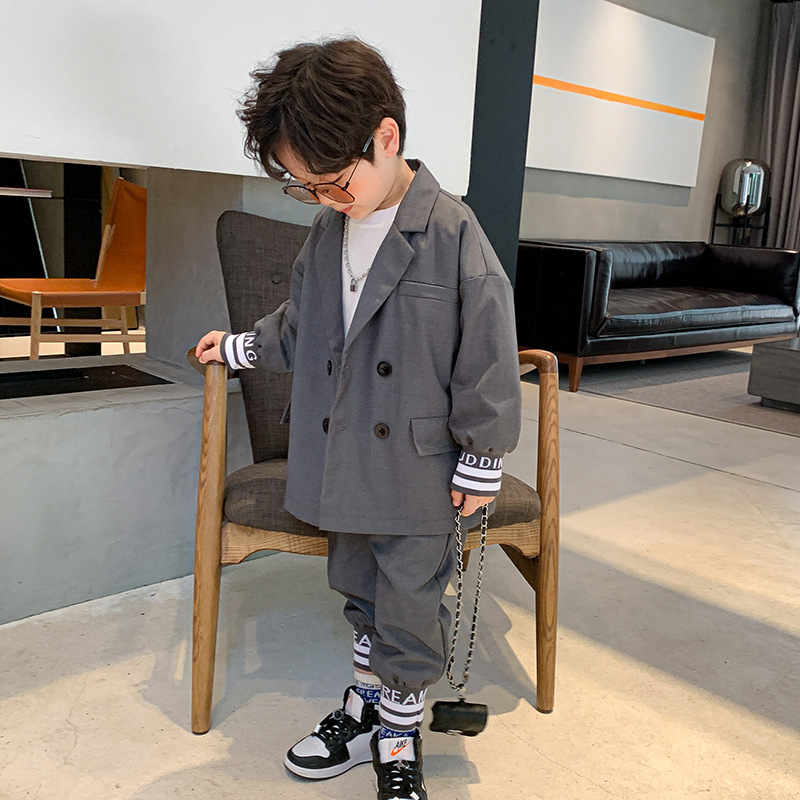 Children&#039;s Clothing Boy&#039;s Suit Two Pieces 2021 Spring and Autumn New Children&#039;s Handsome Dress Boys Western Style Spring and Autumn Two Piece Set