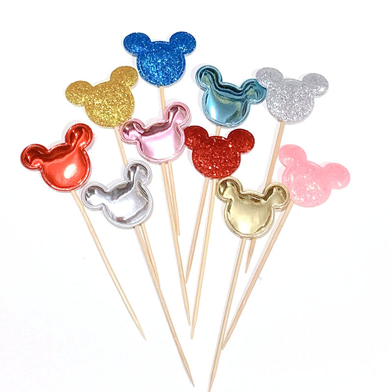 Cake Glitter Reflective Love Crown Plug-in Decorative Leather PU Decorative Flag Dessert Baking Dress up Inserts 50 Pieces