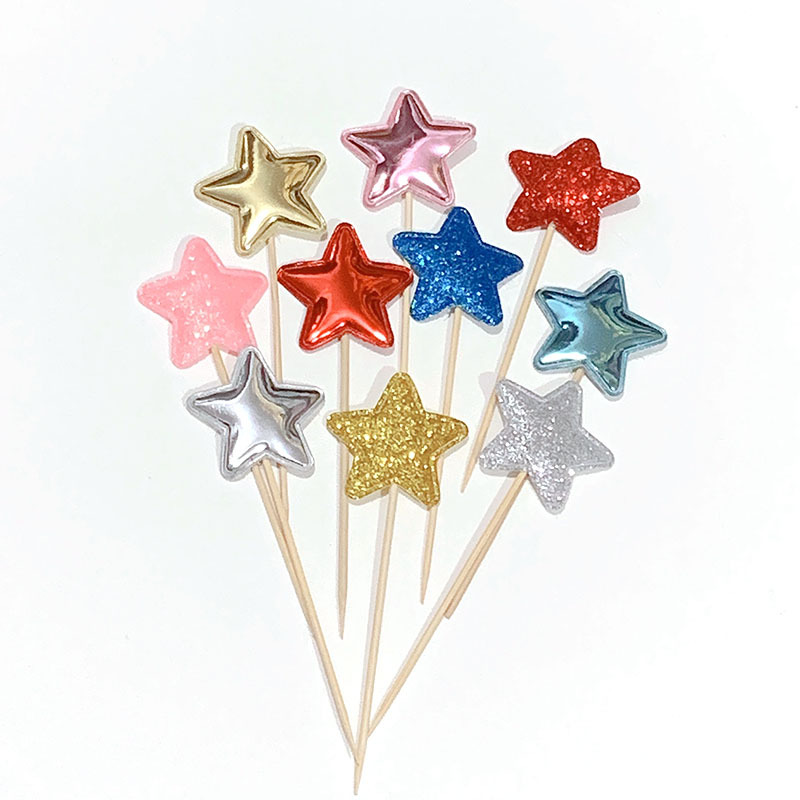Cake Glitter Reflective Love Crown Plug-in Decorative Leather PU Decorative Flag Dessert Baking Dress up Inserts 50 Pieces