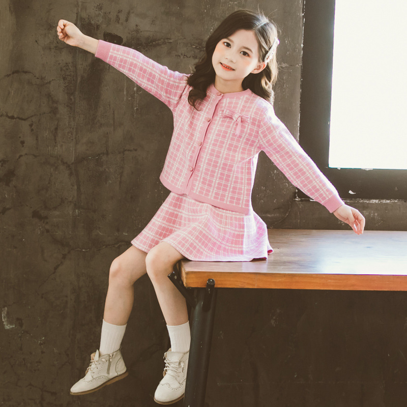 Internet Hot 21 New Autumn Spring Children&#039;s Clothing Chanel-Style Vest Skirt Set Spring and Autumn Woolen Skirt Girls&#039; Two-Piece Dress