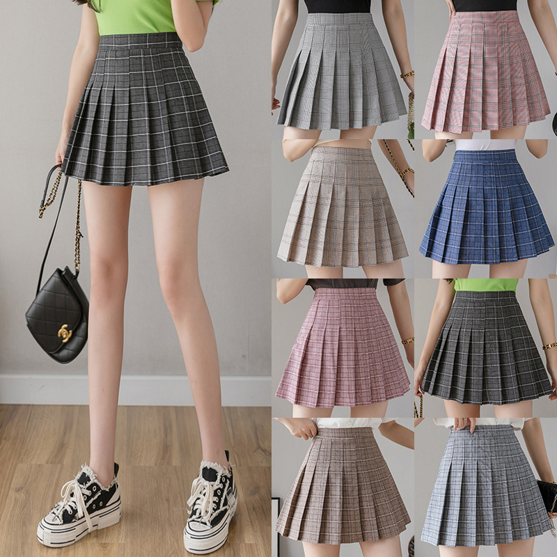 Pleated Skirt Women&#039;s Short Skirt High Waist Korean Style New Skirt Women&#039;s Summer Autumn plus Size A- line Embroidery Student Dress