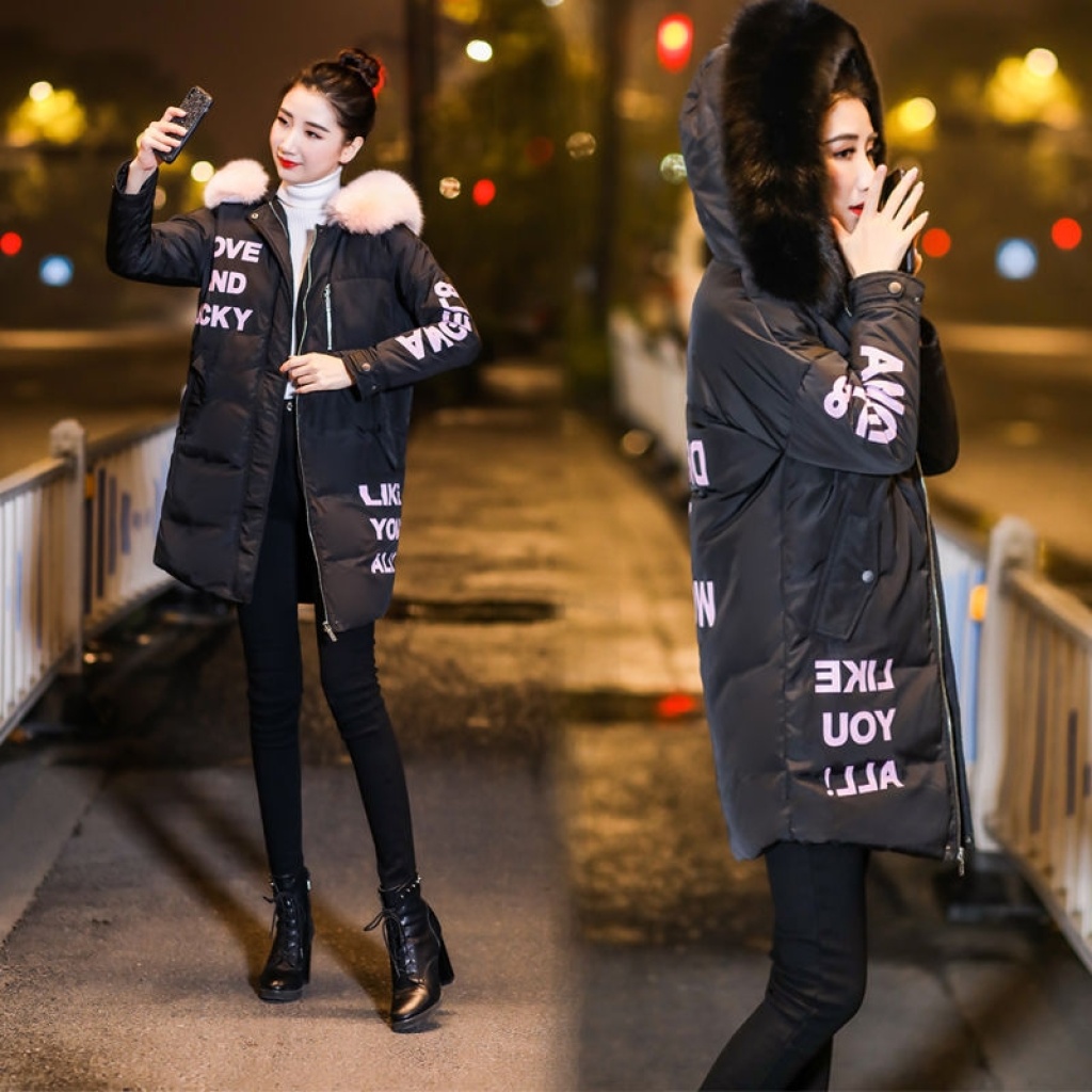 Winter Clothing Cotton Coat Women's Mid-Length Korean-Style A- Line plus Size Padded down Jacket Coat Plump Girls Cotton-Padded Jacket Maternity Dress