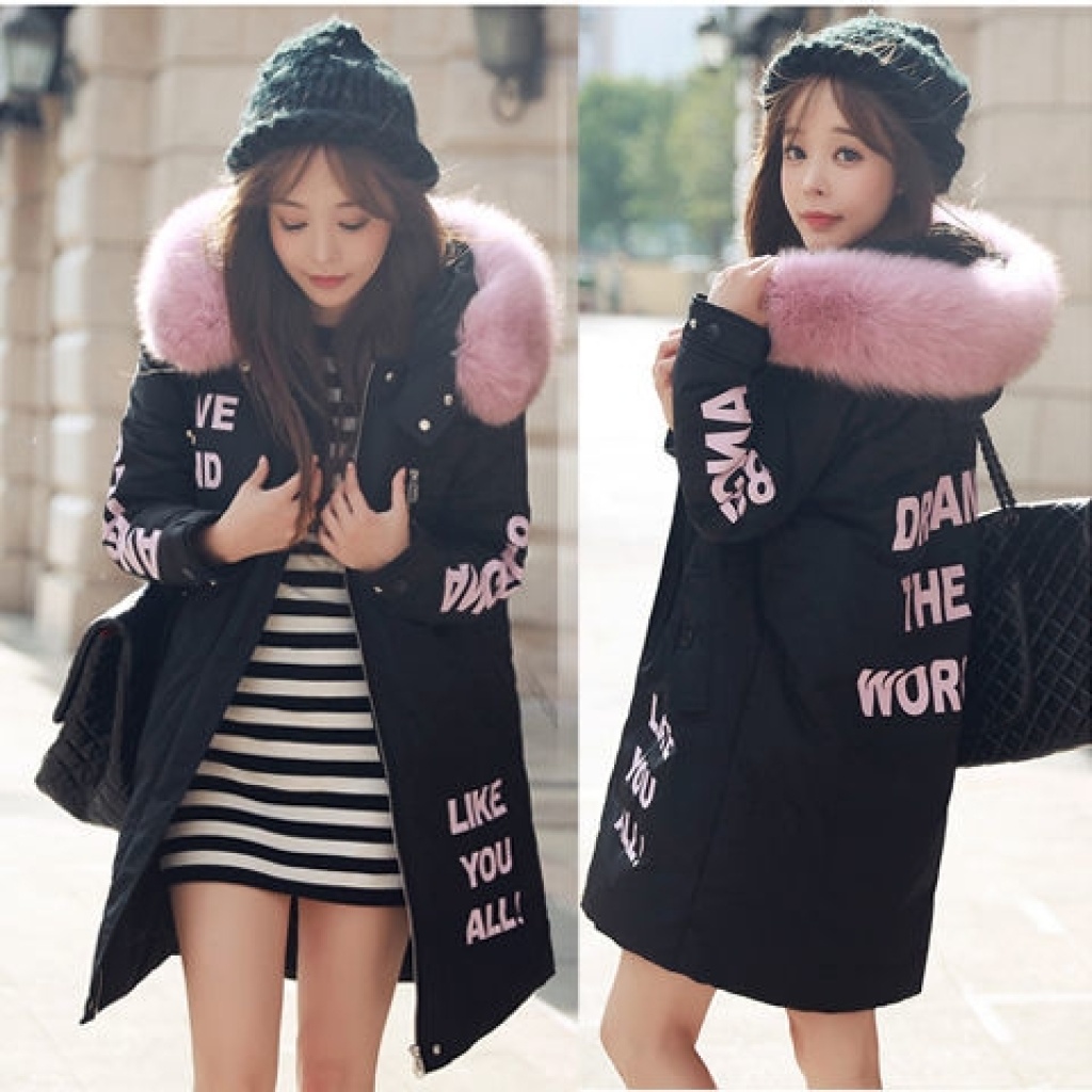 Winter Clothing Cotton Coat Women's Mid-Length Korean-Style A- Line plus Size Padded down Jacket Coat Plump Girls Cotton-Padded Jacket Maternity Dress