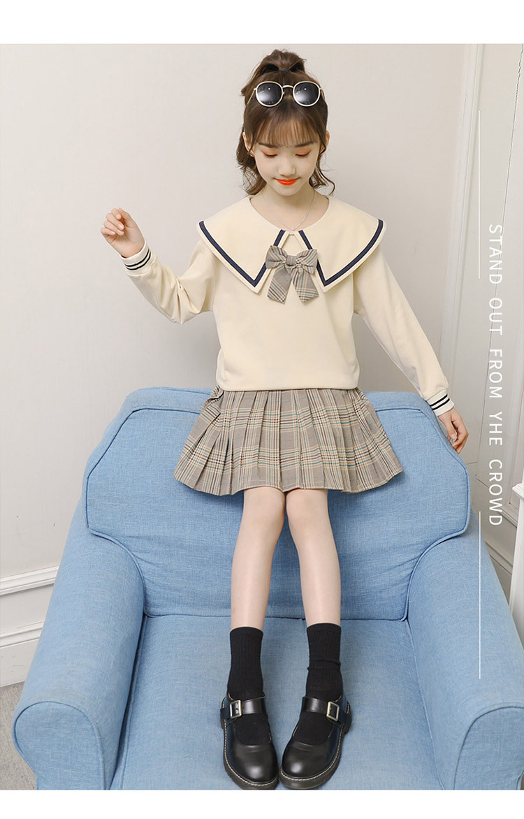 Girls' Preppy Style Suit 2021 New Spring and Autumn Clothing Children's Western Style JK Uniform Pleated Skirt Dress Two-Piece Set Girls' Preppy Style Suit 2021 New Spring and Autumn Clothing Children's Western Style JK Uniform Pleated Skirt Dress Two-Piece Set