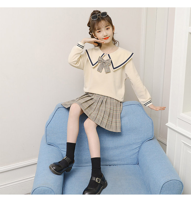 Girls' Preppy Style Suit 2021 New Spring and Autumn Clothing Children's Western Style JK Uniform Pleated Skirt Dress Two-Piece Set Girls' Preppy Style Suit 2021 New Spring and Autumn Clothing Children's Western Style JK Uniform Pleated Skirt Dress Two-Piece Set