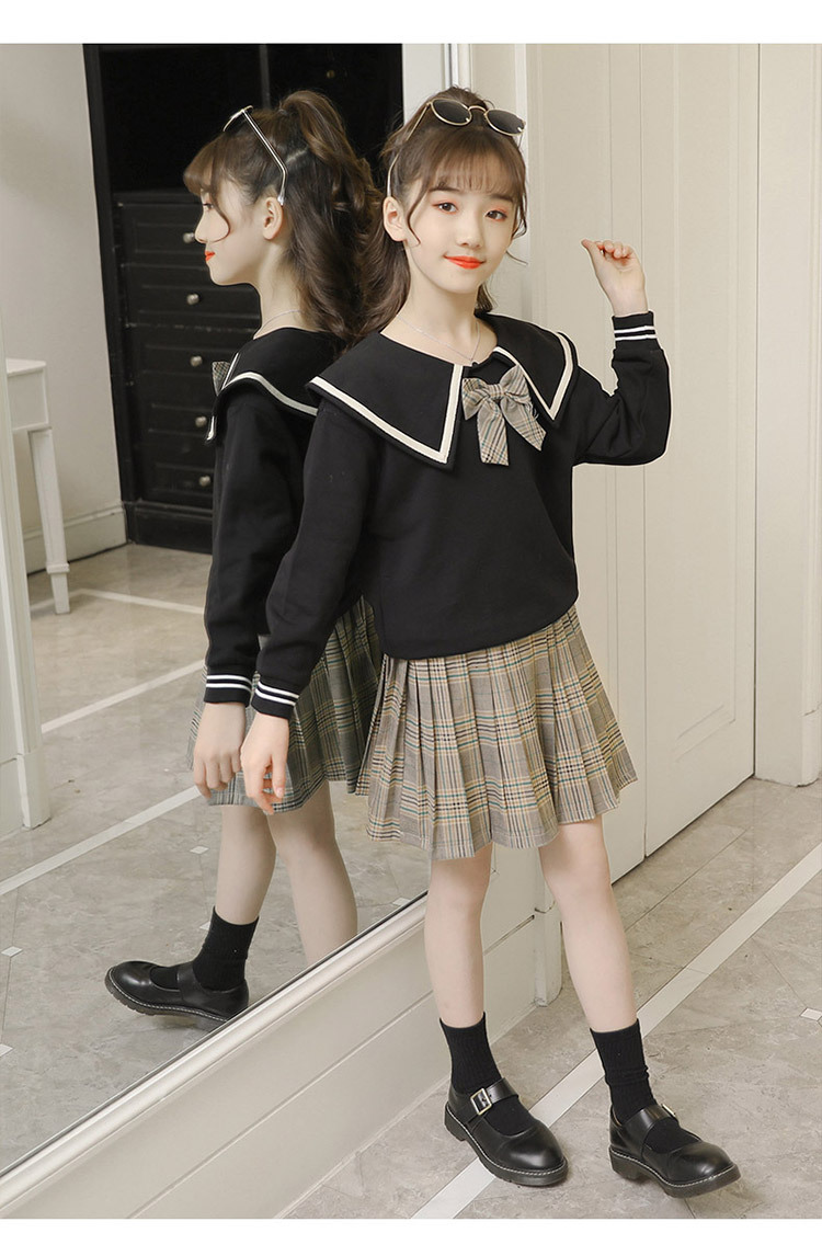 Girls' Preppy Style Suit 2021 New Spring and Autumn Clothing Children's Western Style JK Uniform Pleated Skirt Dress Two-Piece Set Girls' Preppy Style Suit 2021 New Spring and Autumn Clothing Children's Western Style JK Uniform Pleated Skirt Dress Two-Piece Set