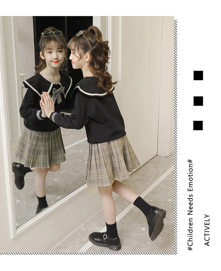Girls' Preppy Style Suit 2021 New Spring and Autumn Clothing Children's Western Style JK Uniform Pleated Skirt Dress Two-Piece Set Girls' Preppy Style Suit 2021 New Spring and Autumn Clothing Children's Western Style JK Uniform Pleated Skirt Dress Two-Piece Set