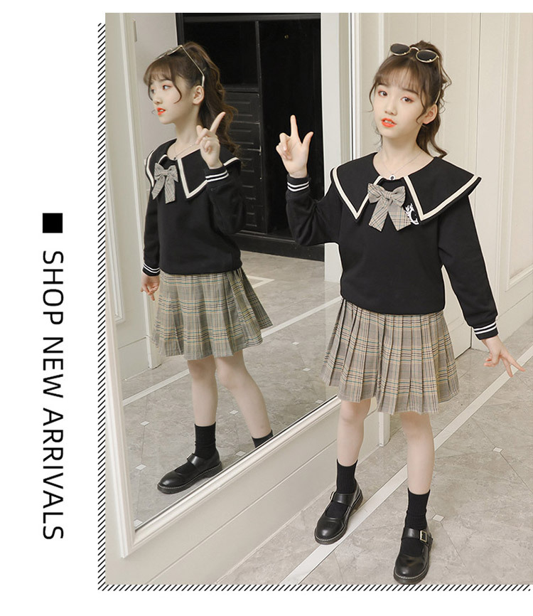 Girls' Preppy Style Suit 2021 New Spring and Autumn Clothing Children's Western Style JK Uniform Pleated Skirt Dress Two-Piece Set Girls' Preppy Style Suit 2021 New Spring and Autumn Clothing Children's Western Style JK Uniform Pleated Skirt Dress Two-Piece Set
