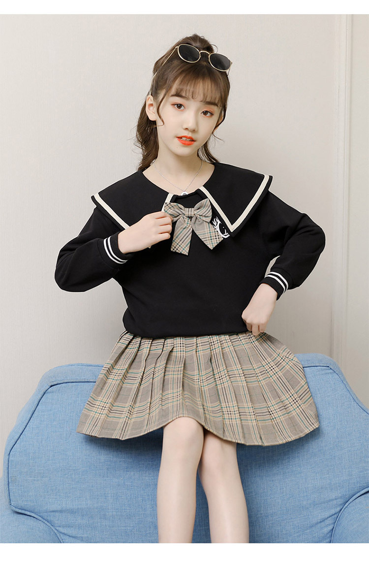 Girls' Preppy Style Suit 2021 New Spring and Autumn Clothing Children's Western Style JK Uniform Pleated Skirt Dress Two-Piece Set Girls' Preppy Style Suit 2021 New Spring and Autumn Clothing Children's Western Style JK Uniform Pleated Skirt Dress Two-Piece Set
