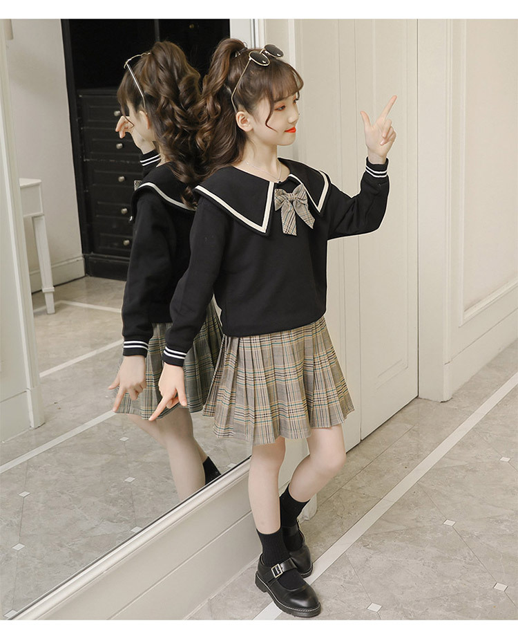 Girls' Preppy Style Suit 2021 New Spring and Autumn Clothing Children's Western Style JK Uniform Pleated Skirt Dress Two-Piece Set Girls' Preppy Style Suit 2021 New Spring and Autumn Clothing Children's Western Style JK Uniform Pleated Skirt Dress Two-Piece Set