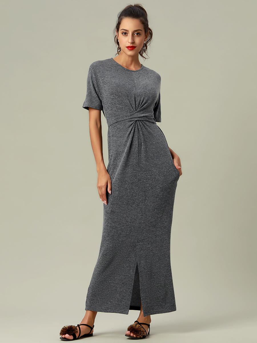 Cross-Border Amazon New European and American Sexy Dress Solid Color Dress Knitted Slimming Foreign Trade Manufacturer One Piece Dropshipping