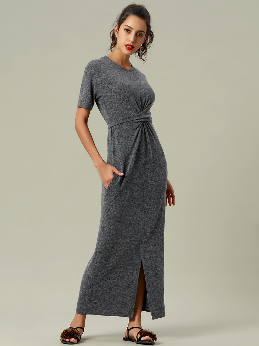 Cross-Border Amazon New European and American Sexy Dress Solid Color Dress Knitted Slimming Foreign Trade Manufacturer One Piece Dropshipping