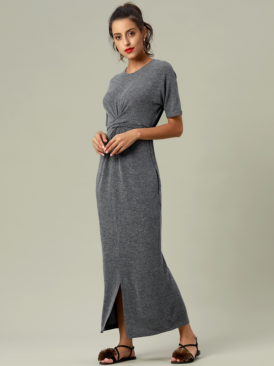 Cross-Border Amazon New European and American Sexy Dress Solid Color Dress Knitted Slimming Foreign Trade Manufacturer One Piece Dropshipping
