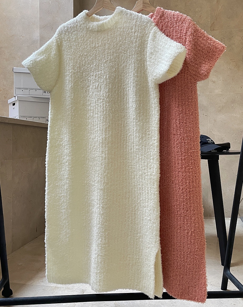 Early Spring New Korean Style Gentle Temperament Pullover Sweater with Short Sleeves Dress Loose Slimming Soft Knitted Dress for Women