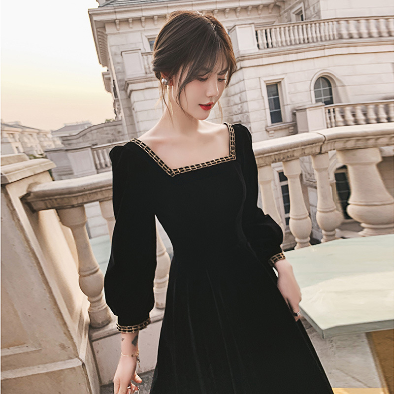 High-End Dress Light Luxury Minority High-End Dress Women&#039;s French Hepburn Style Black Primer Dress Autumn and Winter