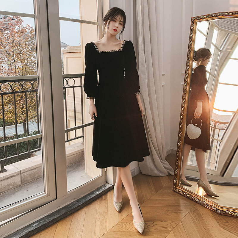 High-End Dress Light Luxury Minority High-End Dress Women's French Hepburn Style Black Primer Dress Autumn and Winter