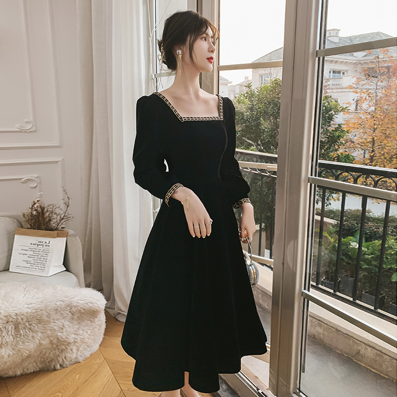 High-End Dress Light Luxury Minority High-End Dress Women&#039;s French Hepburn Style Black Primer Dress Autumn and Winter