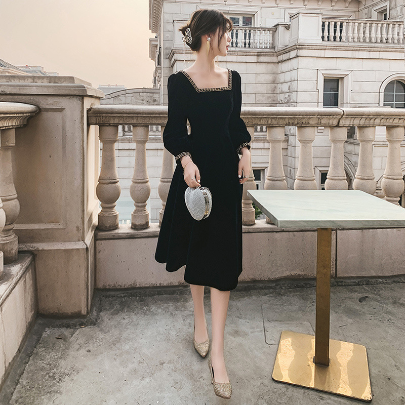 High-End Dress Light Luxury Minority High-End Dress Women's French Hepburn Style Black Primer Dress Autumn and Winter