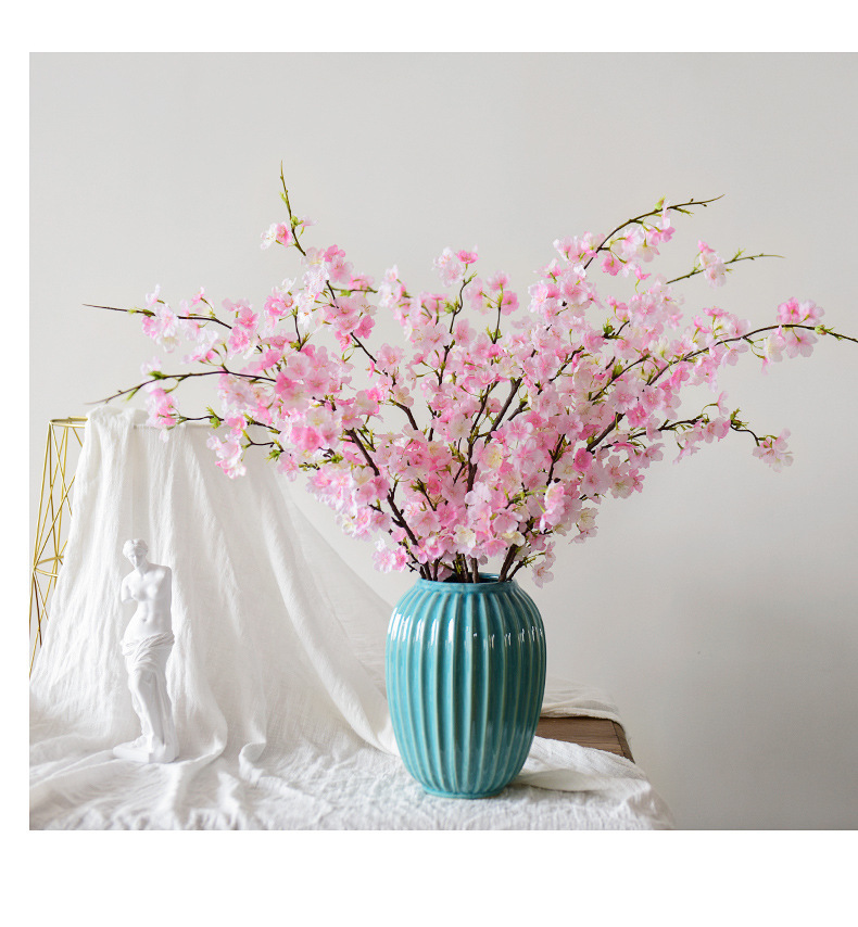 Factory Simulation 4 Fork Cherry Twig Long Branch Fake Flower Raw Silk Plastic Flowers Wedding Celebration Dress up Arch Lead Artificial Flower