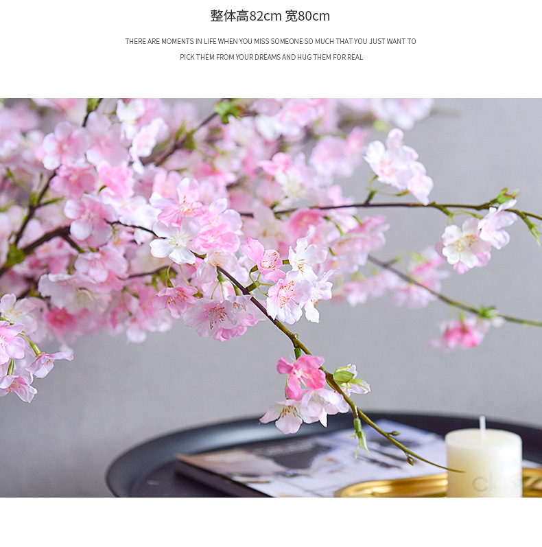 Factory Simulation 4 Fork Cherry Twig Long Branch Fake Flower Raw Silk Plastic Flowers Wedding Celebration Dress up Arch Lead Artificial Flower