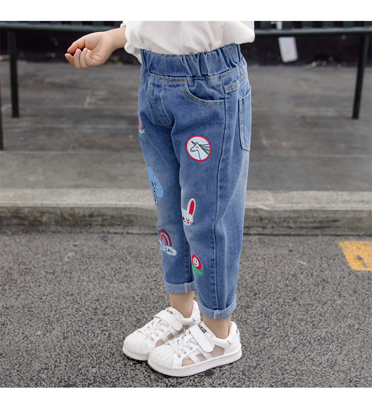 2020 Spring and Autumn Girls&#039; Denim Trousers Children&#039;s Washed Denim Korean Style Jeans