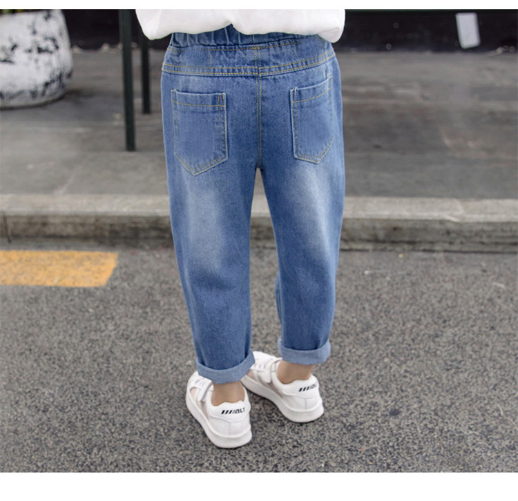 2020 Spring and Autumn Girls' Denim Trousers Children's Washed Denim Korean Style Jeans