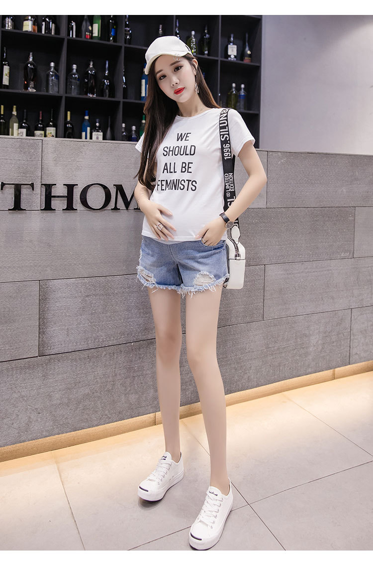 Maternity Pants 2021 New Summer Thin Jeans Loose Casual Fashion Belly Support Denim Shorts