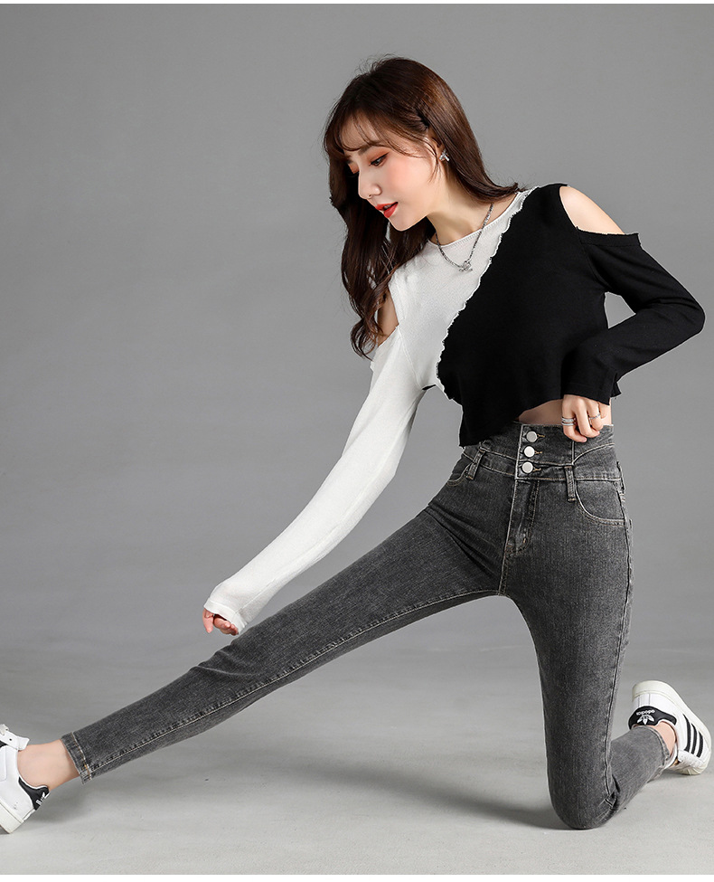 jeans High Waist Velvet Padded Thick Jeans Women's Winter New Elastic High Show Tight and Warm Feet Pencil Long Pants