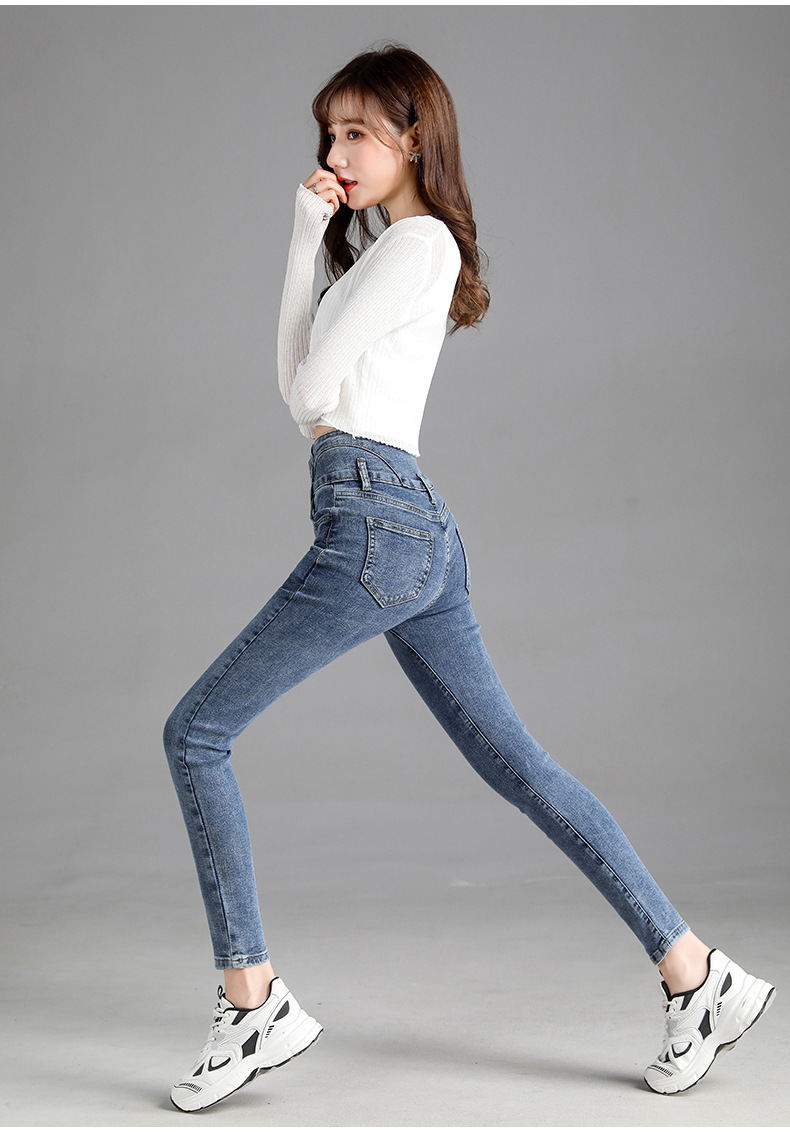 jeans High Waist Velvet Padded Thick Jeans Women's Winter New Elastic High Show Tight and Warm Feet Pencil Long Pants