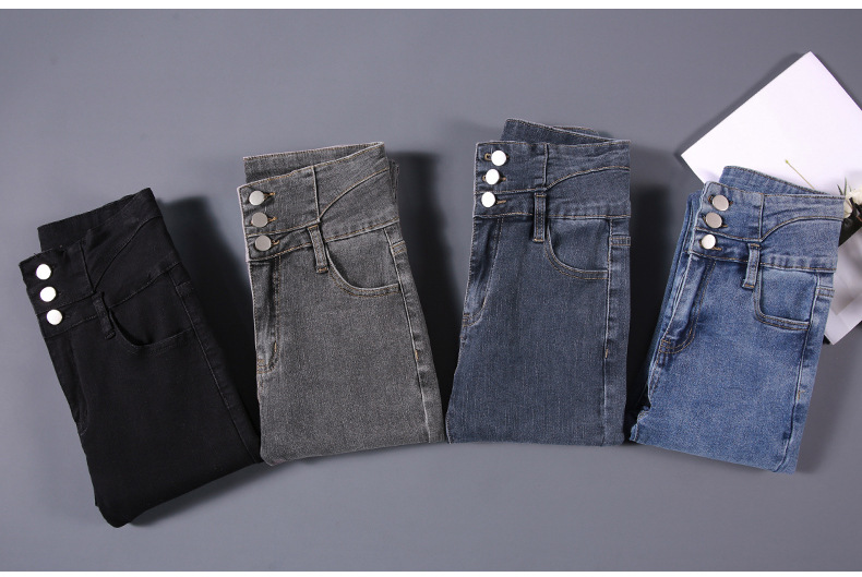 jeans High Waist Velvet Padded Thick Jeans Women's Winter New Elastic High Show Tight and Warm Feet Pencil Long Pants