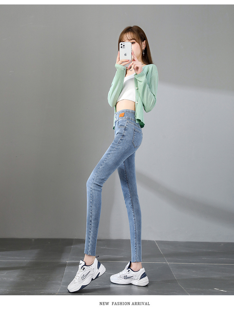 jeans High Waist Velvet Padded Thick Jeans Women's Winter New Elastic High Show Tight and Warm Feet Pencil Long Pants