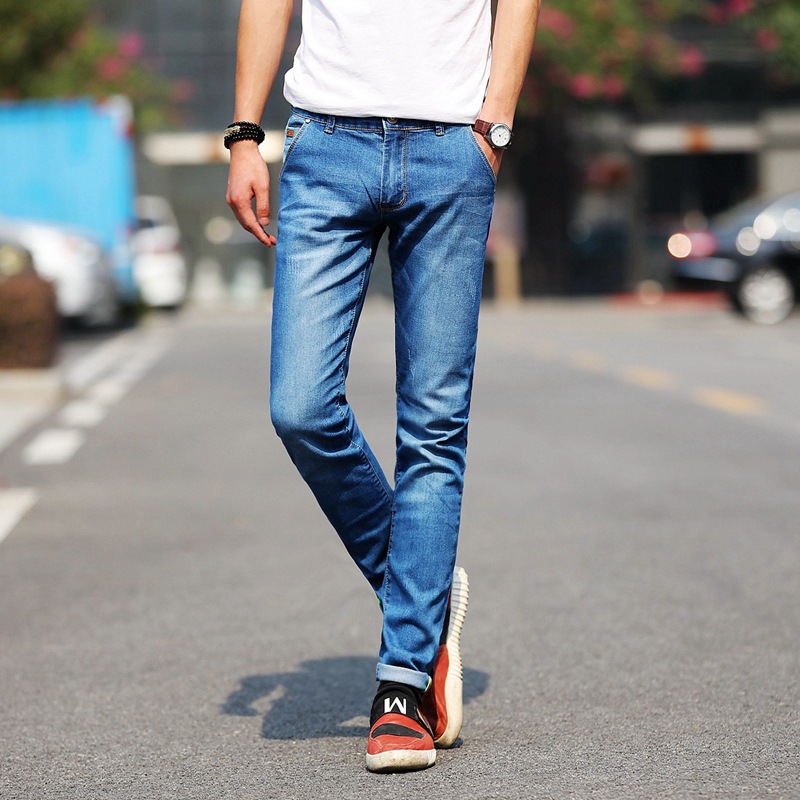 Men Male Casual Skinny Jeans Pants Slim Fit Jeans Trousers