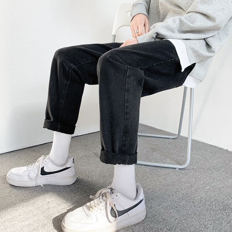 2022 Jeans Men&#039;s Korean Style Casual Men&#039;s Denim (Ankle-Length Pants) Spring and Autumn Trends Light Color Hole Mid-Waist Jeans