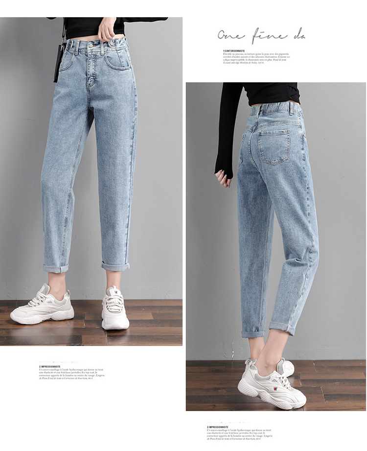 Real Shot Smoky Gray Jeans for Women 2020 Spring/Summer High Waist Radish Loose Dad Jeans Slimming Versatile Cropped Harem Pants