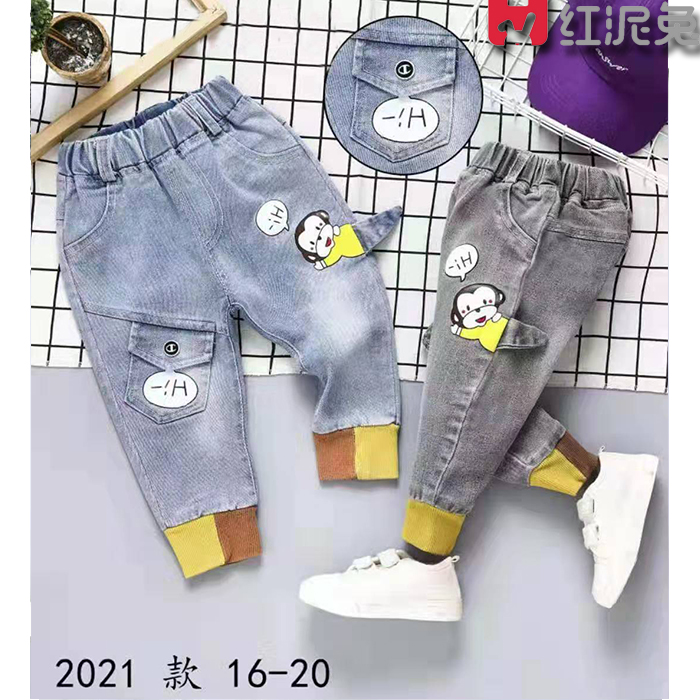 Baby jeans girl 1 year old padded winter girl cotton-padded trousers warm children's cotton-padded trousers