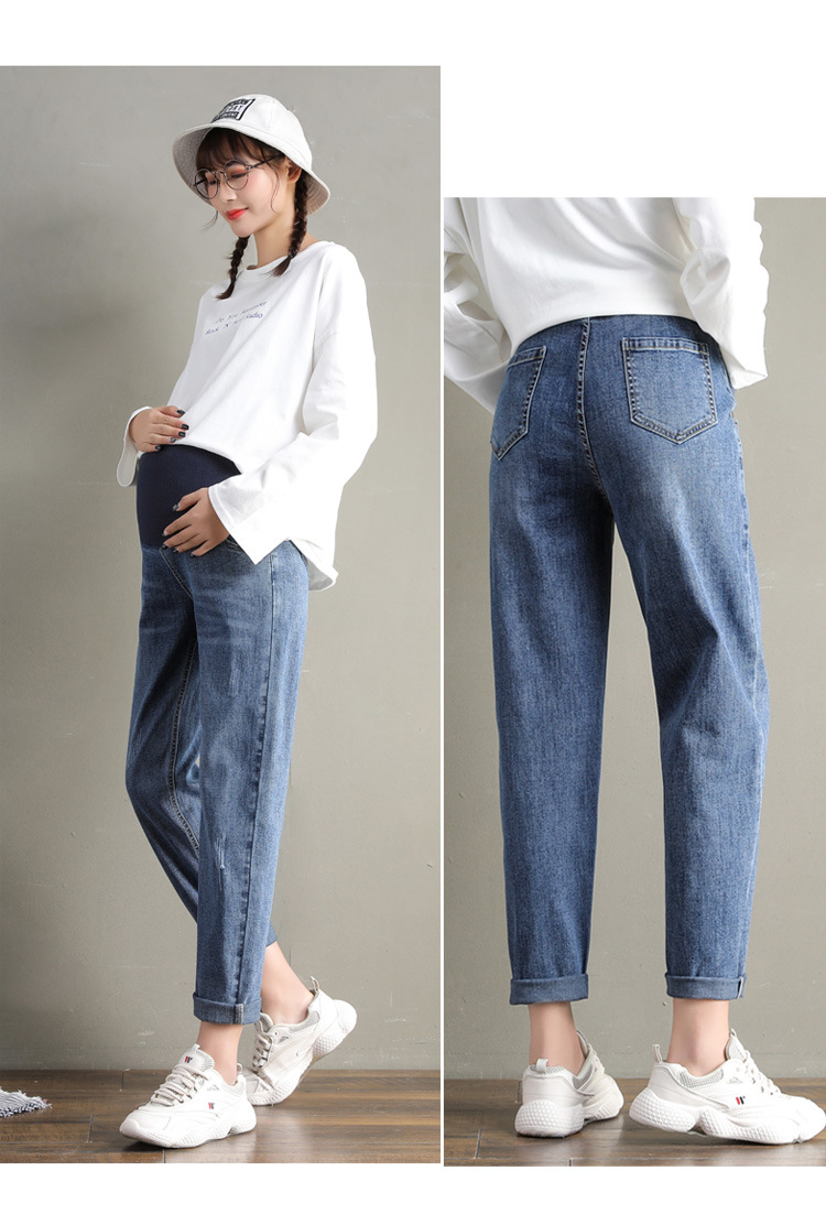 Plus-Sized Pregnant Women's Pants Spring and Autumn Jeans Outer Wear Oversized Underwear Leggings Autumn Trousers Western Style Daddy Casual Pants Plus-Sized Pregnant Women's Pants Spring and Autumn Jeans Outer Wear Oversized Underwear Leggings Autumn Trousers Western Style Daddy Casual Pants