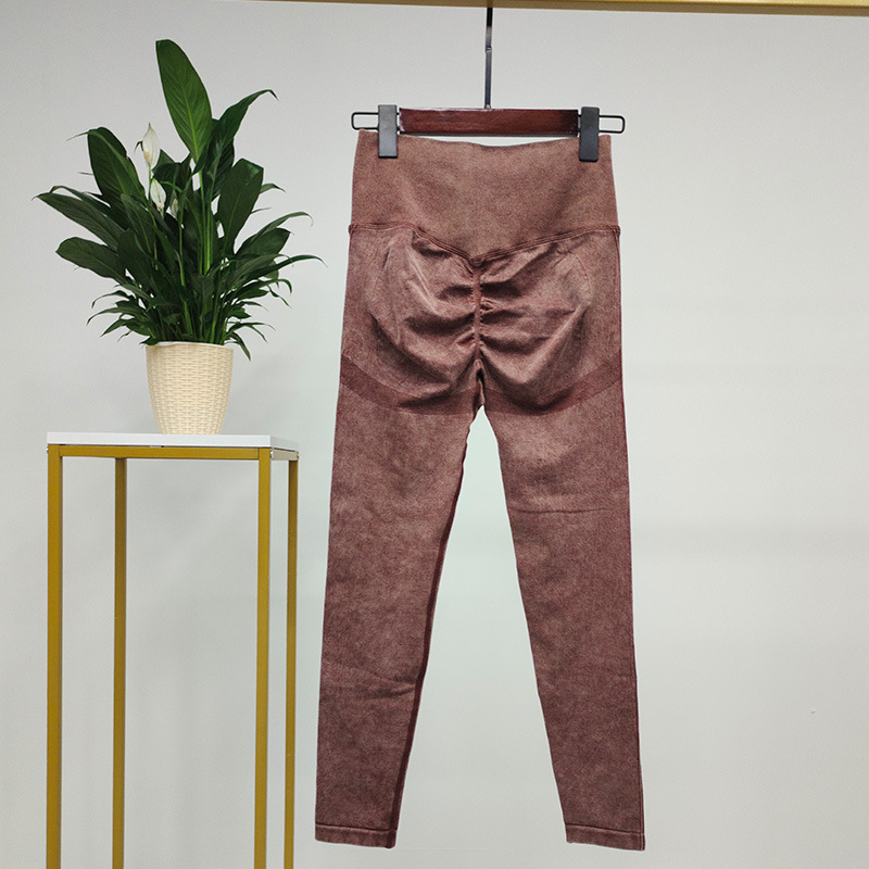 Hip Lifting Retro Washed Yoga Pants Women's Seamless Peach Hip Jeans Fitness Pants Tight Stretch Sports Trousers