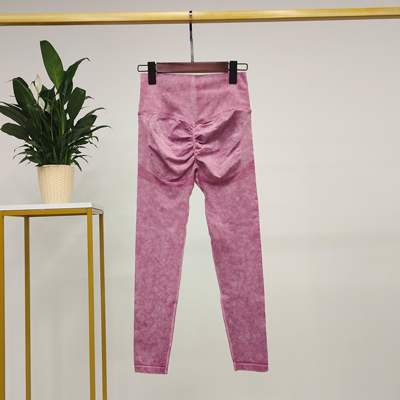 Hip Lifting Retro Washed Yoga Pants Women's Seamless Peach Hip Jeans Fitness Pants Tight Stretch Sports Trousers