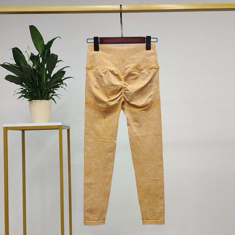 Hip Lifting Retro Washed Yoga Pants Women's Seamless Peach Hip Jeans Fitness Pants Tight Stretch Sports Trousers