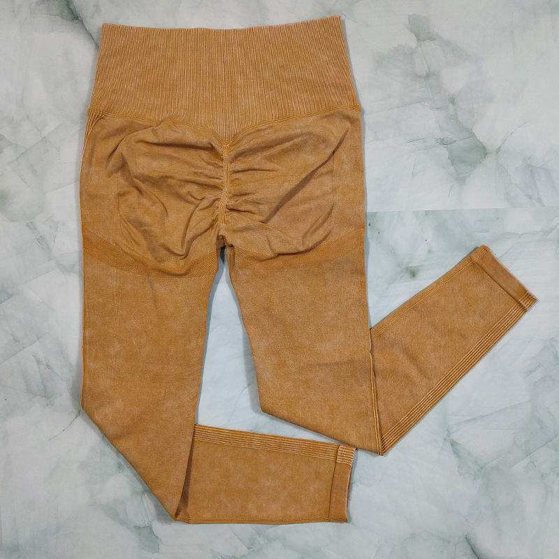 Hip Lifting Retro Washed Yoga Pants Women's Seamless Peach Hip Jeans Fitness Pants Tight Stretch Sports Trousers