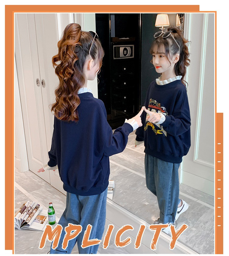 Girls' Spring and Autumn Clothing Sweater Suit 2021 New Korean Style Western Style Medium and Big Children Jeans Girl Stylish Two-Piece Suit Girls' Spring and Autumn Clothing Sweater Suit 2021 New Korean Style Western Style Medium and Big Children Jeans Girl Stylish Two-Piece Suit