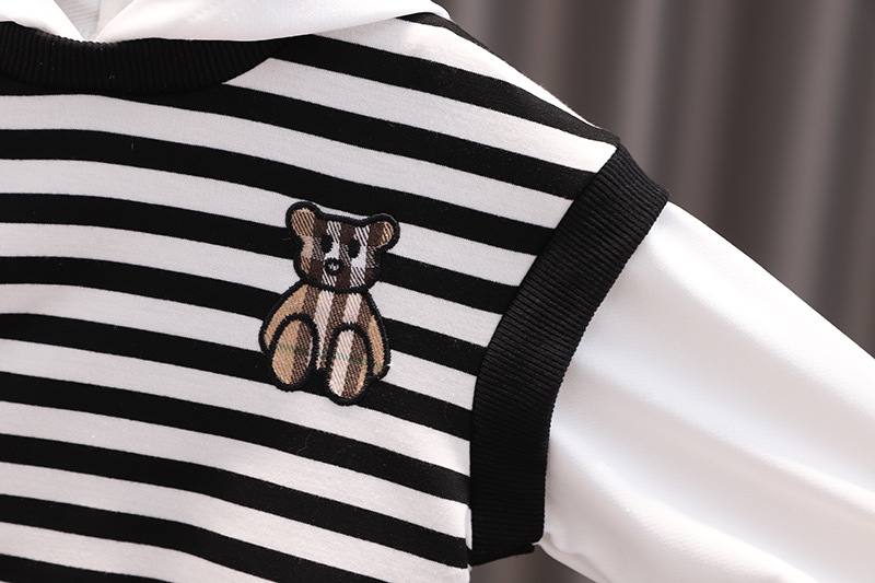 1-3 Years Old Boys Autumn Clothing Suit Baby Striped Sweater Fake Two Pieces Autumn Fashionable Children Ankle-Tied Jeans