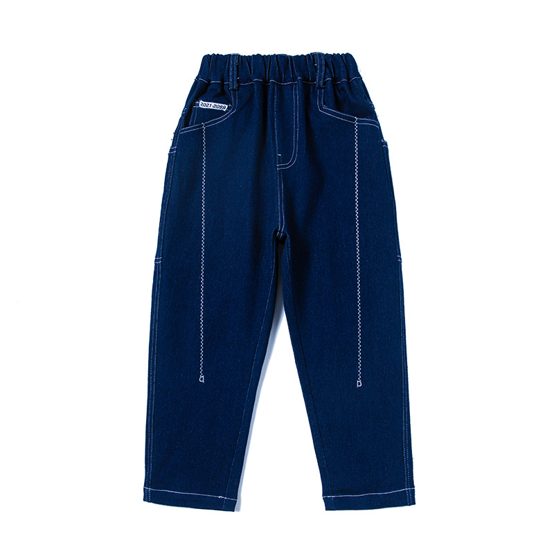 Boys Spring Clothing Pants Spring and Autumn Boys Soft Jeans 2022 New Medium and Big Children Spring Blue Fried